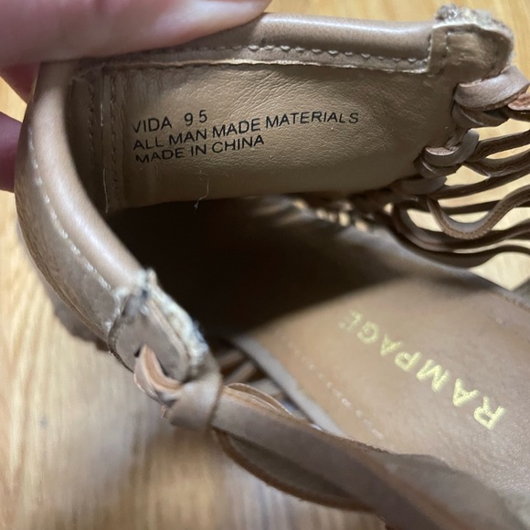 Tan Peep Toe Thick Heel Shoe - Picture 4 of 6